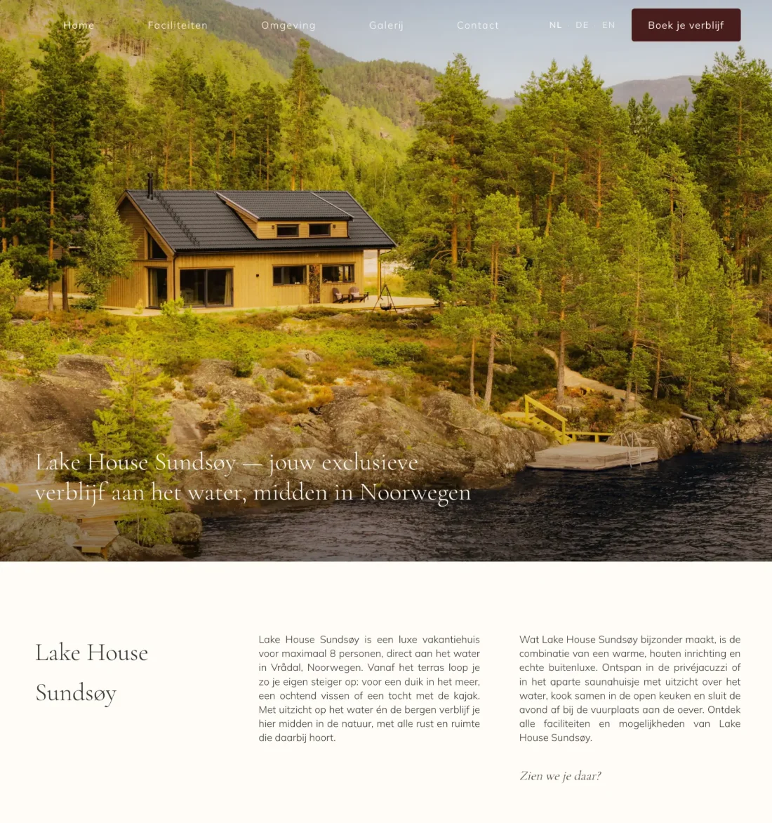 Eigen website van Lake House Sundsøy
