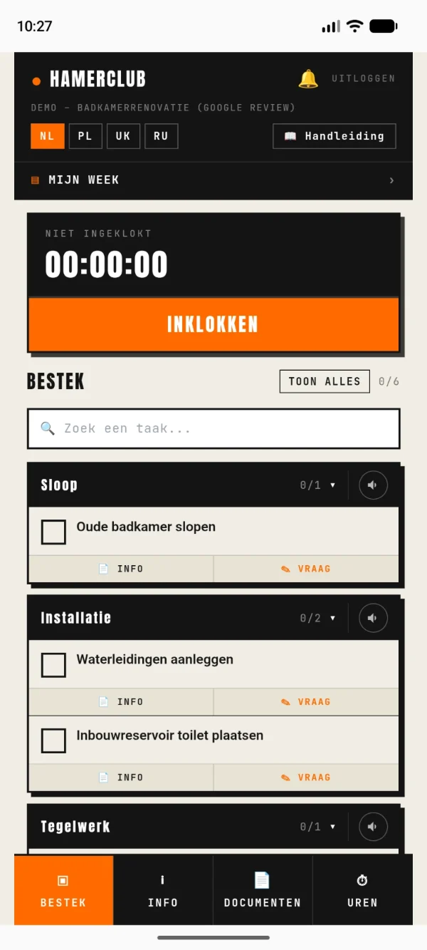 Werker-app: het bestek in het Nederlands